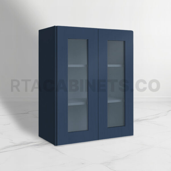 Blue Shaker 30 H Double Door Wall Cabinet with Glass Door, rta cabinets