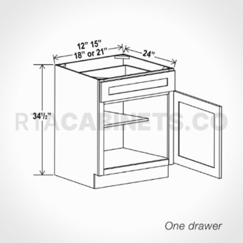 Charleston White Raised Panel Base Cabinet with Single Door, rta cabinets