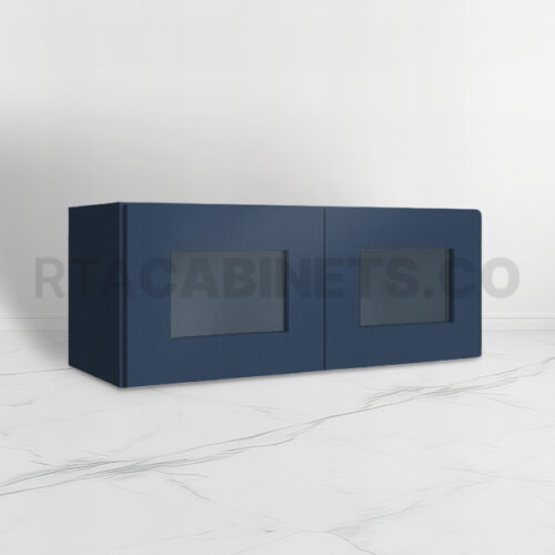 Blue Shaker 12 H Double Door Wall Cabinet with Glass Doors, rta cabinets