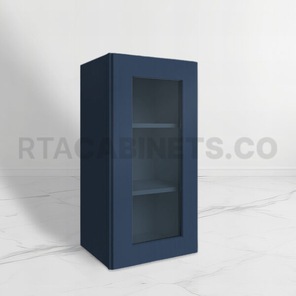 Blue Shaker 30 H Single Door Wall Cabinet with Glass Door, rta cabinets