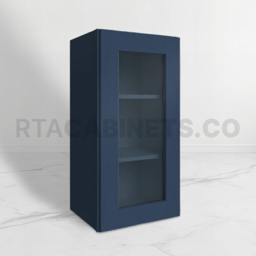 Blue Shaker 36 H Single Door Wall Cabinet with Glass Door, rta cabinets