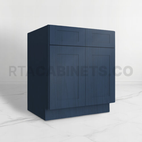 Blue Shaker Base Cabinet with Double Doors and Drawers, rta cabinets