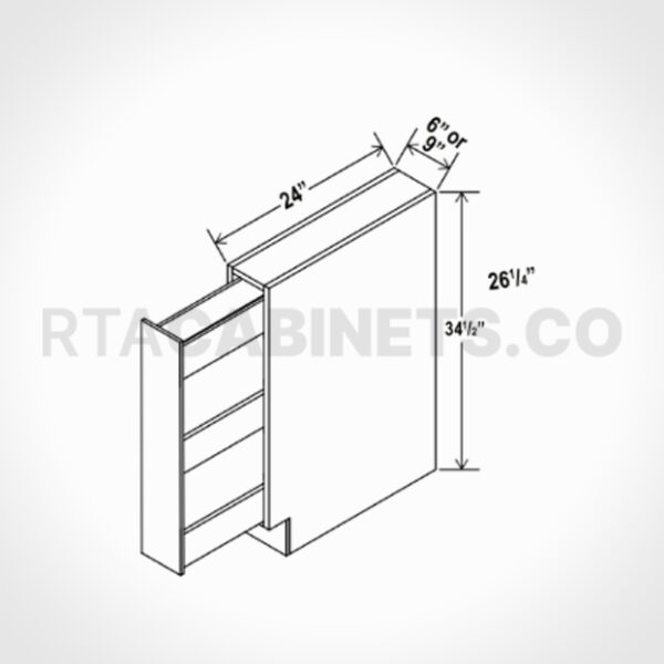 Charleston White Raised Panel Spice Pull Base Cabinet, rta cabinets