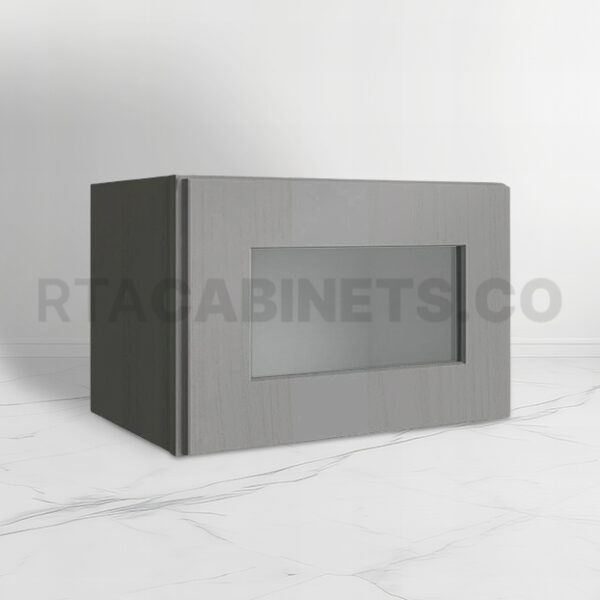 Gray Shaker 12 H Single Door Wall Cabinet with Glass Door, rta cabinets, gray kitchen cabinets