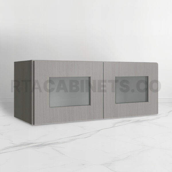 Gray Shaker 18 H Double Door Wall Cabinet With Glass Doors, rta cabinets, gray kitchen cabinets