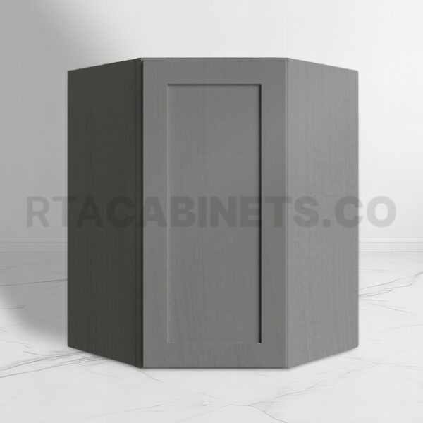 Gray Shaker 24 Diagonal Corner Wall Shelf, rta cabinets, gray kitchen cabinets