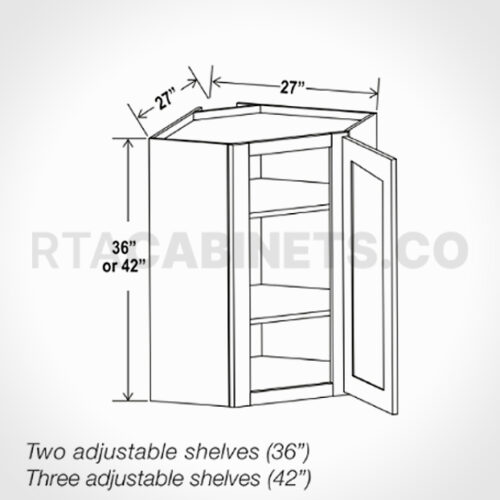 White Shaker 27″ W Diagonal Corner Wall Shelf, rta cabinets