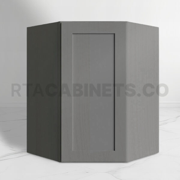 Gray Shaker 27 W Diagonal Corner Wall Shelf, rta cabinets, gray kitchen cabinets