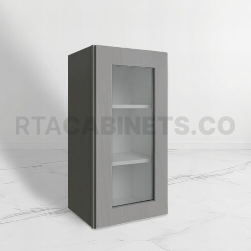 Gray Shaker 30 H Single Door Wall Cabinet with Glass Door, rta cabinets, gray kitchen cabinets