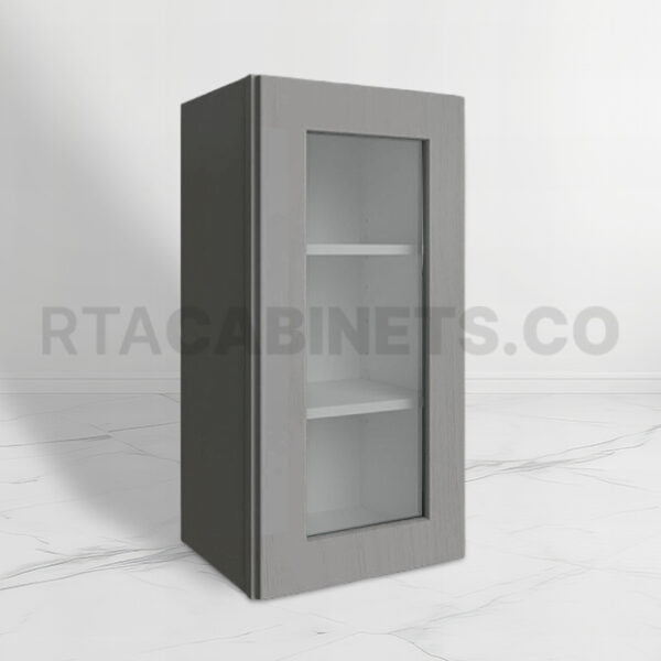 Gray Shaker 36 H Single Door Wall Cabinet with Glass Door, rta cabinets, gray kitchen cabinets