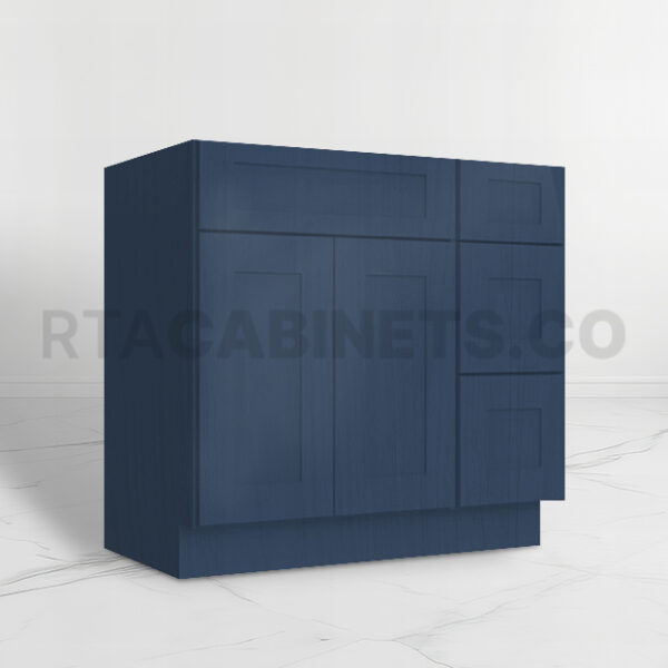 Blue Shaker 36 W Vanity Combo with Drawers, rta cabinets