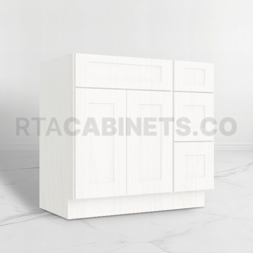 White Shaker 36 W Vanity Combo with Drawers, rta cabinets