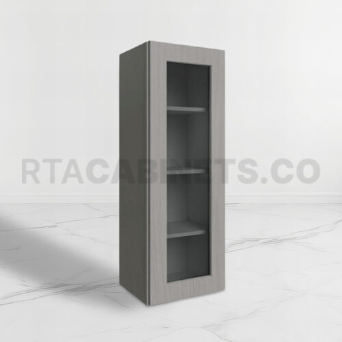 Gray Shaker 42 H Single Door Wall Cabinet with Glass Door, rta cabinets, gray kitchen cabinets