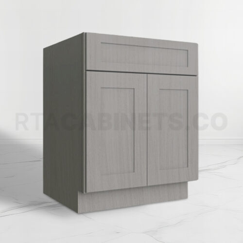 gray shaker base cabinet with double doors and single drawer, rta cabinets, gray kitchen cabinets