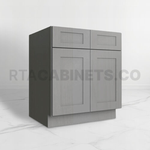 gray shaker base cabinet with double doors and drawers, rta cabinets, gray kitchen cabinets