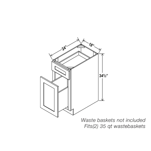 Charleston White Raised Panel Base Waste Basket Cabinet, rta cabinets