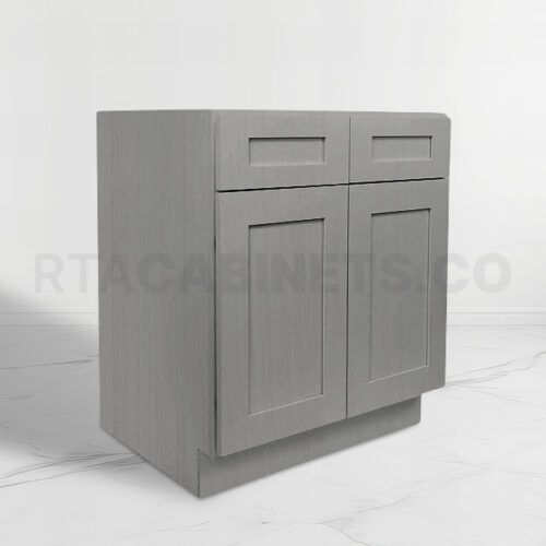 Gray Shaker Sink Base With Double Doors and Drawers, rta cabinets, gray kitchen cabinets