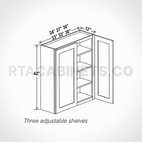 Charleston White Raised Panel 42 H Double Door Wall Cabinet, rta cabinets