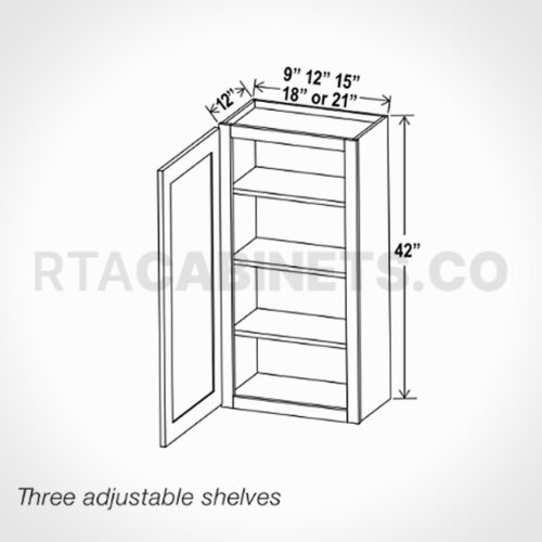 Charleston White Raised Panel 42 H Single Door Wall Cabinet, rta cabinets