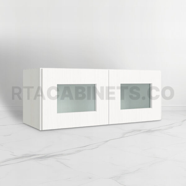 White Shaker 12 H Double Wall Cabinet with Glass Doors, rta cabinets