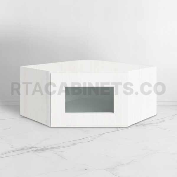 Diagonal Corner Wall Shelf with Glass Door, rta cabinets