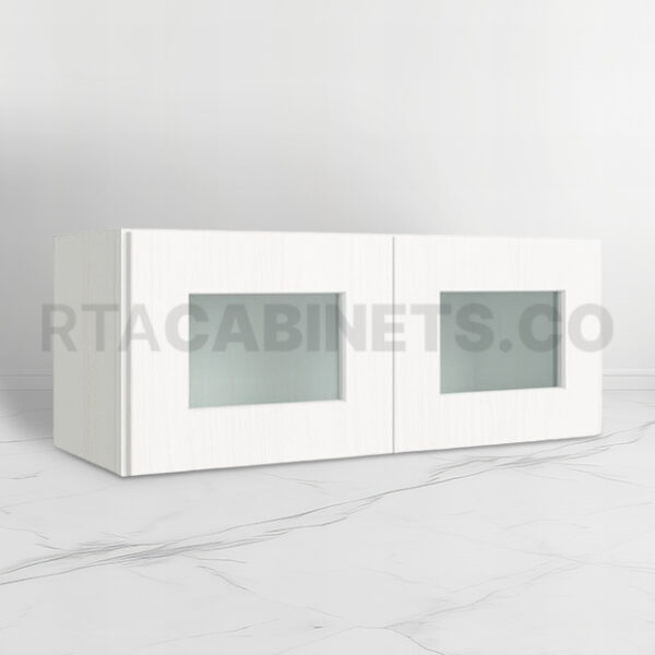 White Shaker 18 H Double Door Wall Cabinet With Glass Doors, rta cabinets