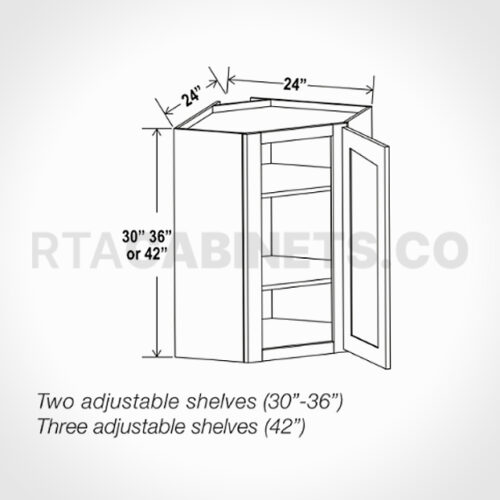 Charleston White Raised Panel 24 Diagonal Corner Wall Shelf, rta cabinets