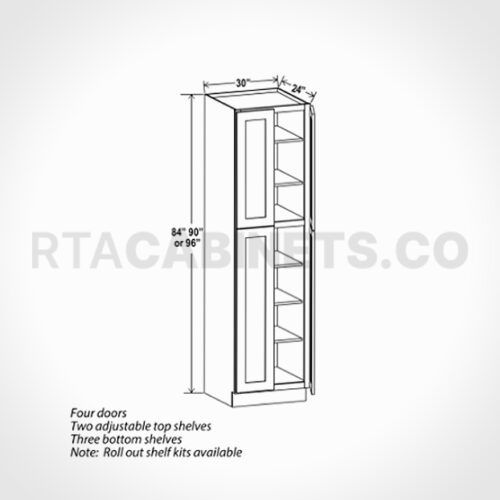 Charleston White Raised Panel 24 W Utility Pantry Cabinet, rta cabinets