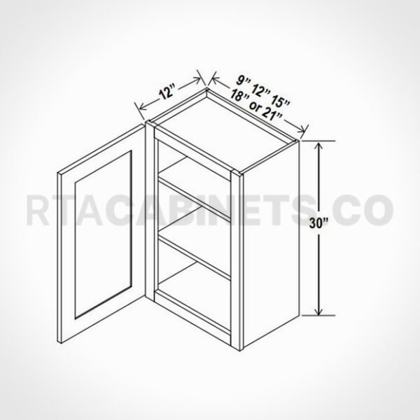 Charleston White Raised Panel 30 H Single Door Wall Cabinet, rta cabinets