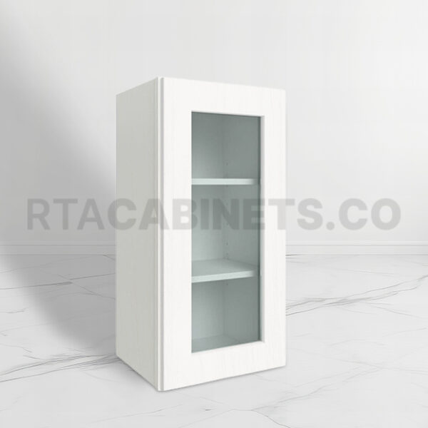 White Shaker 30 H Single Door Wall Cabinet with Glass Door, rta cabinets