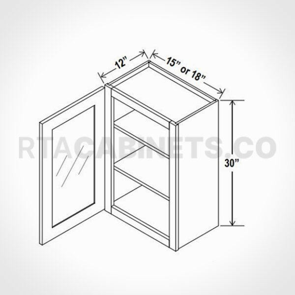 Charleston White Raised Panel 30 H Single Door Wall Cabinet with Glass Door, rta cabinets