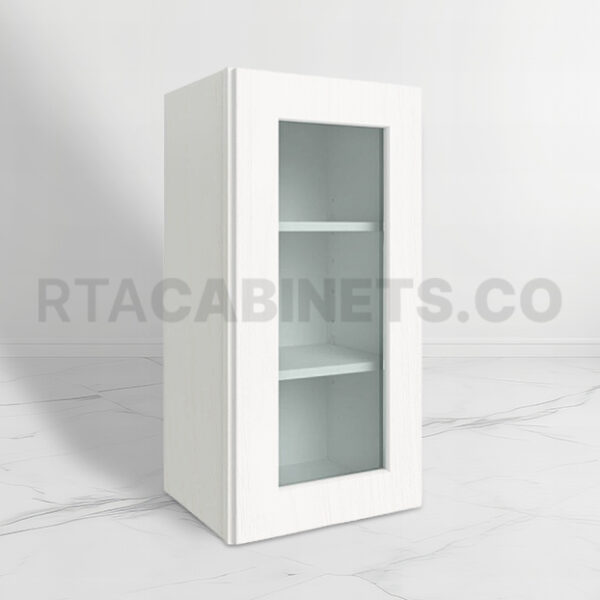 White Shaker 36 H Single Door Wall Cabinet with Glass Door, rta cabinets