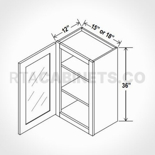 Charleston White Raised Panel 36 H Single Door Wall Cabinet with Glass Door, rta cabinets