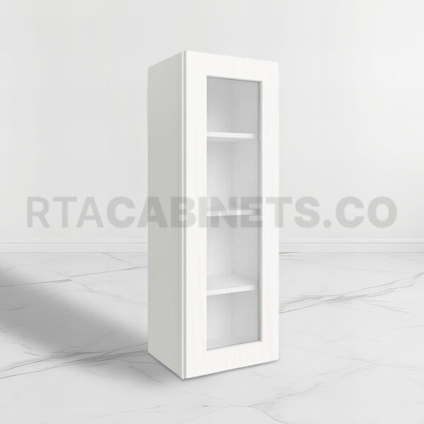 White Shaker 42 H Single Door Wall Cabinet with Glass Door, rta cabinets