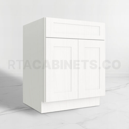 White Shaker Base Cabinet with Double Doors and Single Drawer, rta cabinets