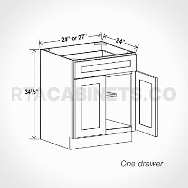 Charleston White Raised Panel Base Cabinet with Double Doors, rta cabinets,