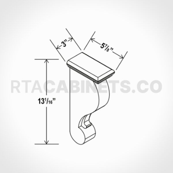 Charleston White Raised Panel Corbel 3W, rta cabinets