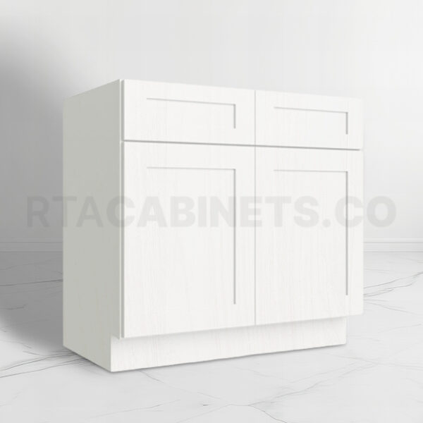 White Shaker Double Vanity Sink Base Cabinet, rta cabinets