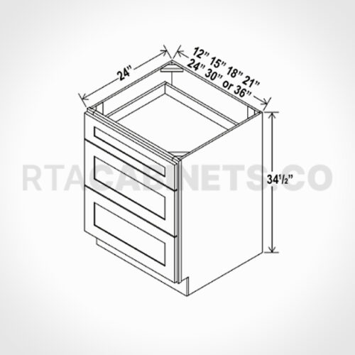 Charleston White Raised Panel Drawer Base Cabinet, rta cabinets