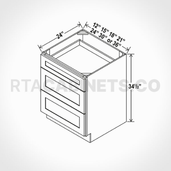 Charleston White Raised Panel Drawer Base Cabinet, rta cabinets