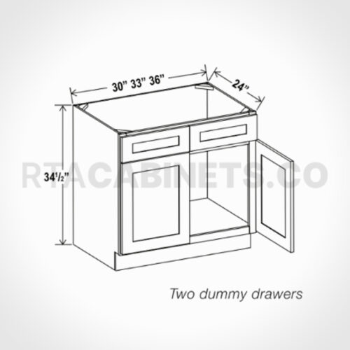 Charleston White Raised Panel Sink Base With Double Doors and Drawers, rta cabinets