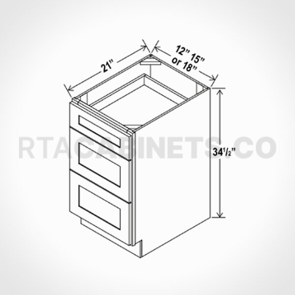 Charleston White Raised Panel Vanity Drawer Base Cabinet, rta cabinets