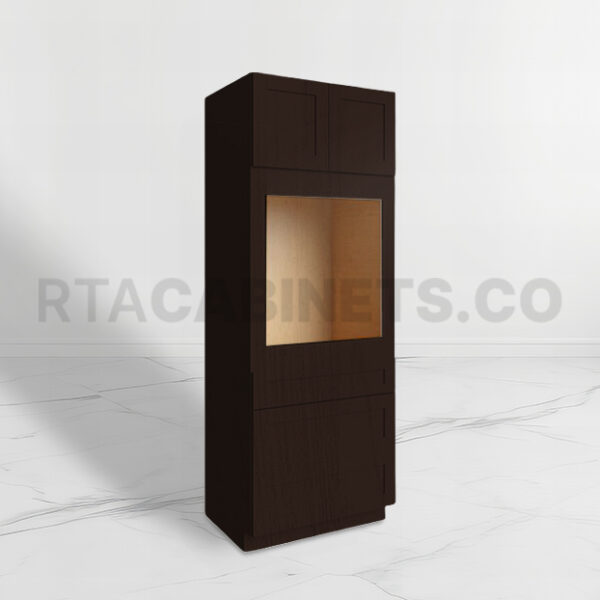 Brown Shaker 30 W Oven Pantry Cabinet, rta cabinets, brown kitchen cabinets, oven pantry cabinets, wholesale cabinets