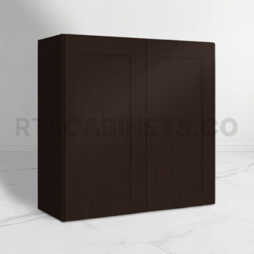 Brown Shaker 36 H Double Door Wall Cabinet, brown kitchen cabinets, rta cabinets,w holesale cabinets