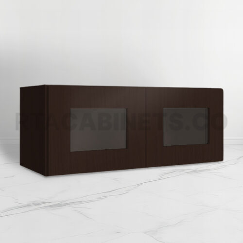 Brown Shaker 18 H Double Door Wall Cabinet With Glass Doors, rta cabinets, rta cabinet