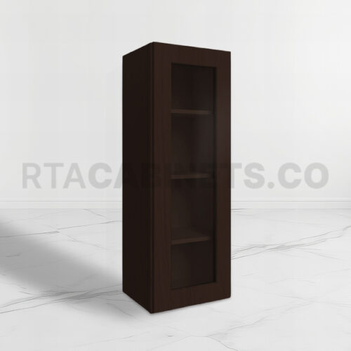 Brown Shaker 42 H Single Door Wall Cabinet with Glass Door, rta cabinets, brown kitchen cabinets, wholesale cabinets