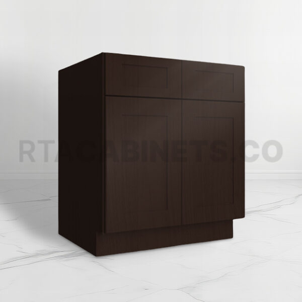 Brown Shaker Base Cabinet with Double Doors and Drawers, rta cabinets