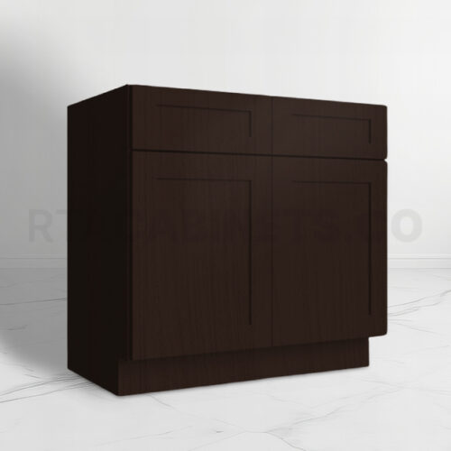 Brown Shaker Double Vanity Sink Base Cabinet, rta cabinets, brown kitchen cabinets, wholesale cabinets