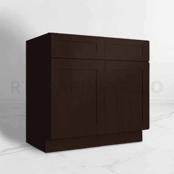 Brown Shaker Double Vanity Sink Base Cabinet, rta cabinets, brown kitchen cabinets, wholesale cabinets