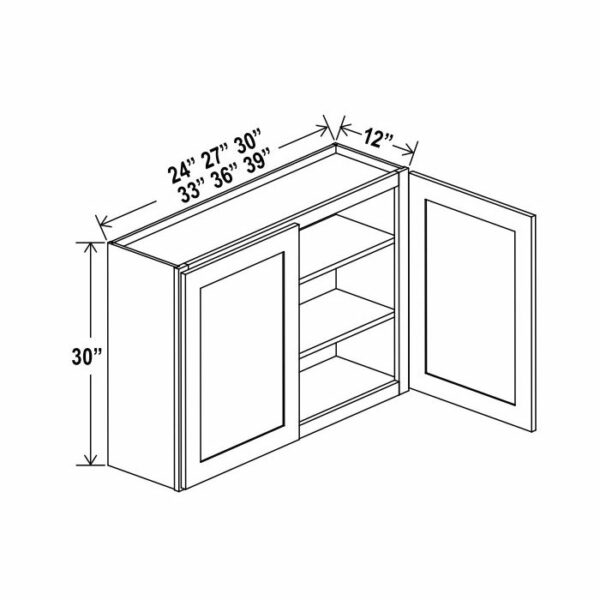 Charleston White Raised Panel 30 H Double Door Wall Cabinet, rta cabinets